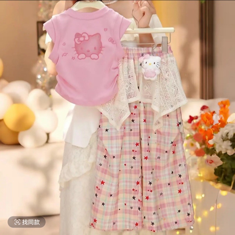 2026 New Summer Clothes for Girls - Super Cute Plaid Pants Set with Butt Curtains, Pretty Summer Clothes for Girls - Thin Style