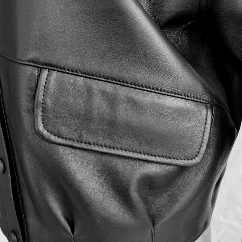 Spring Short Leather Jacket for Leisure - Comfortable, Durable, Custom-Made in Black or Brown
