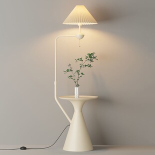 Cream Style Creative Pleated Floor Lamp Bedside Floor Lamp Cabinet Integrated Living Room Sofa Bedside Atmosphere Lamp