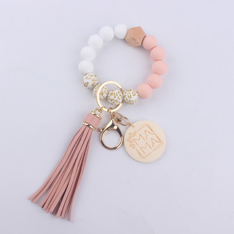 Letter Pattern Simple Style Letter Silica Gel Beaded Mother's Day Women's Keychain