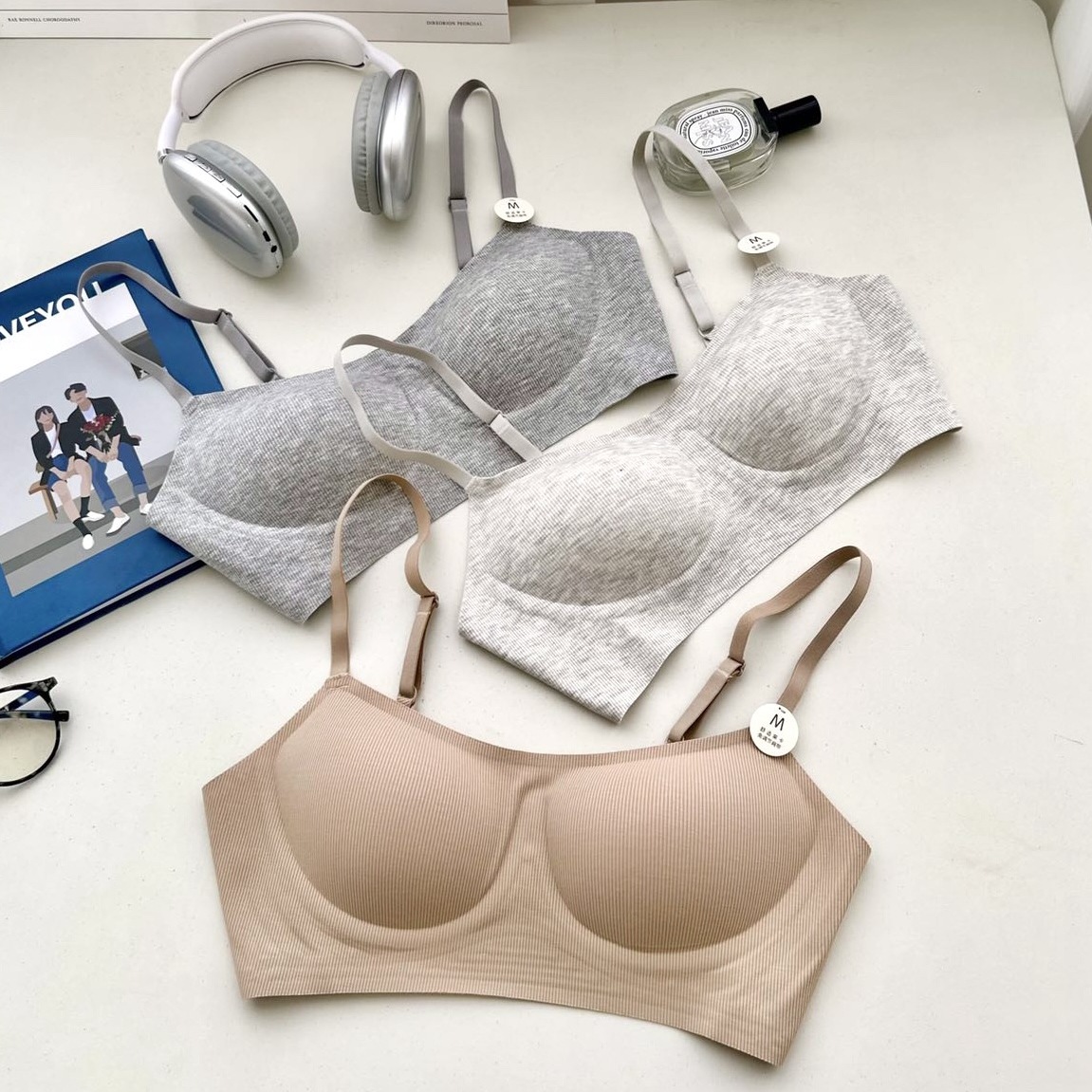 No deja marcas, antiluz, fruncido, copa fina, tira de gelatina, sin anillo de acero, soporte suave, leche auxiliar, taza tridimensional, ropa interior, sujetador femenino