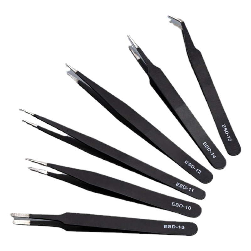Pinzas de acero inoxidable rectas en Punta pinzas electrónicas de precisión engrosadas pinzas antiestáticas codo puntiagudo pinzas de Nido de Pájaro pinzas de belleza