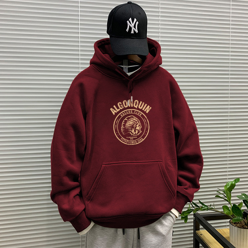 Primavera y otoño pesado suéter con capucha de los hombres marca moda invierno Top HOODIE más terciopelo abrigo americano pareja pullover