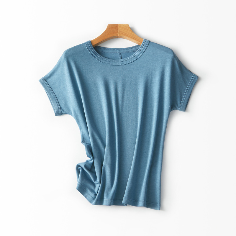 Tencel Wool Short-sleeved Crewneck T-shirt Women's Top 2025 Summer New Commuter Elegant Knitted Half-sleeved Base Shirt