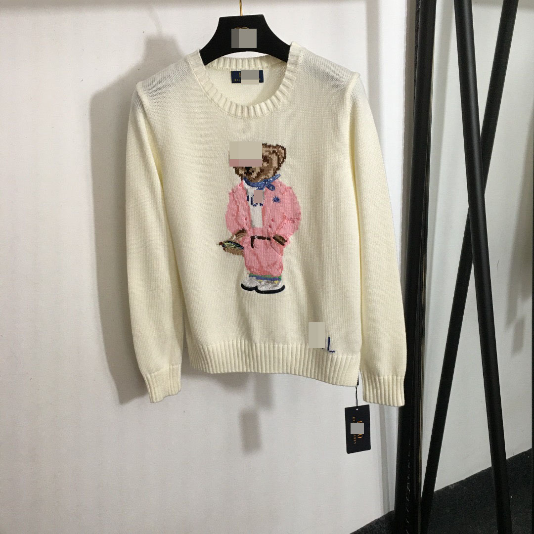 Nanyou High-End Export Style Women's Stylish Bear Jacquard Pattern Wool Blend Long-Sleeve Pullover Knit Base Shirt