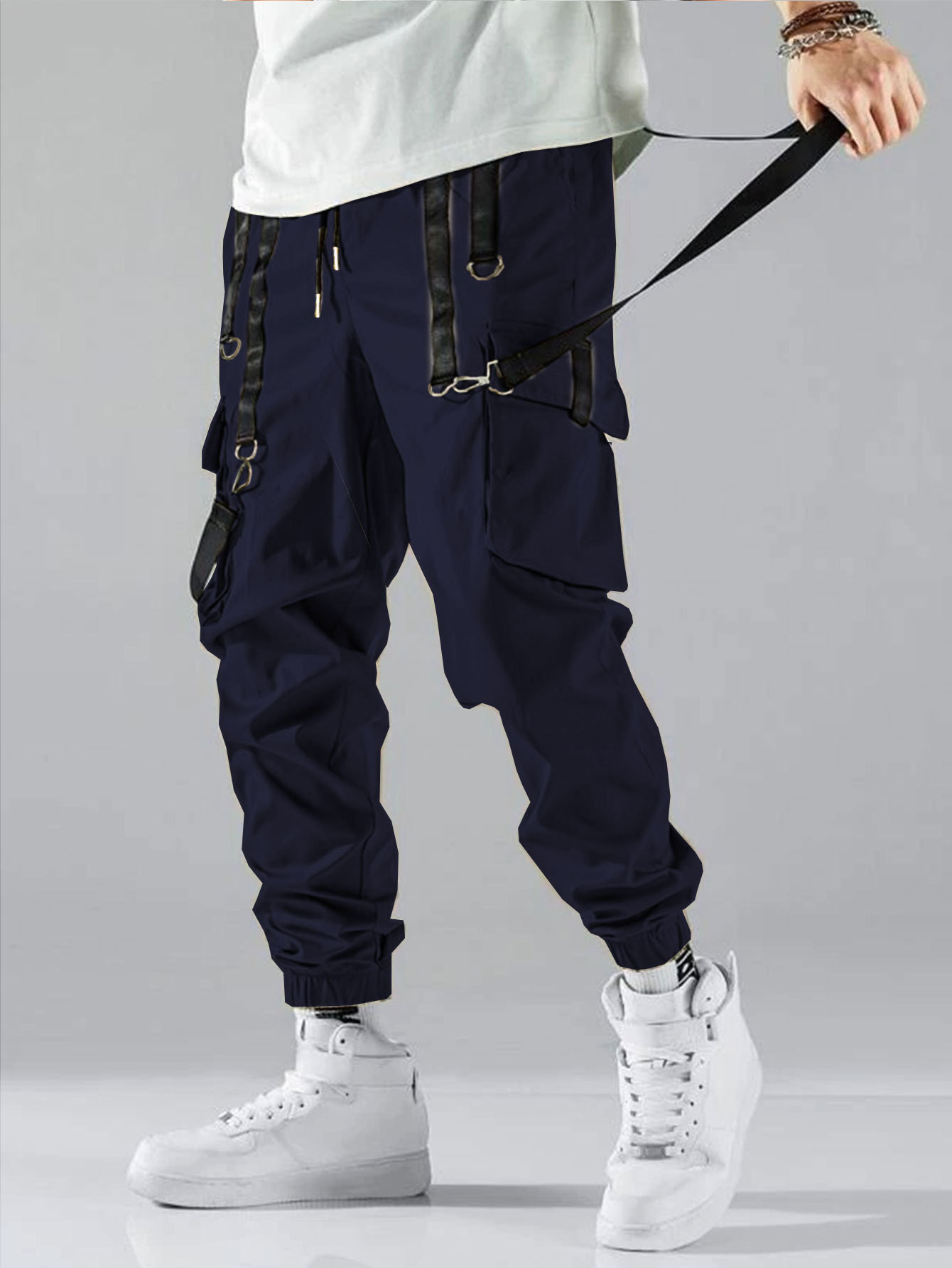 Men's Casual Ribbon Overalls Pants – Drawstring Waist, Loose Fit, Comfortable & Stylish Trousers For Everyday Wear_viptrois.com