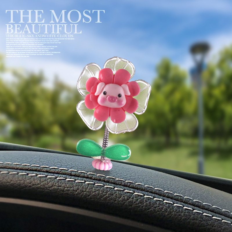 [Explosión] Douyin nuevo adorno de coche flor de cabeza sacudida pequeño animal adorno de coche adornos de primavera lindo panda