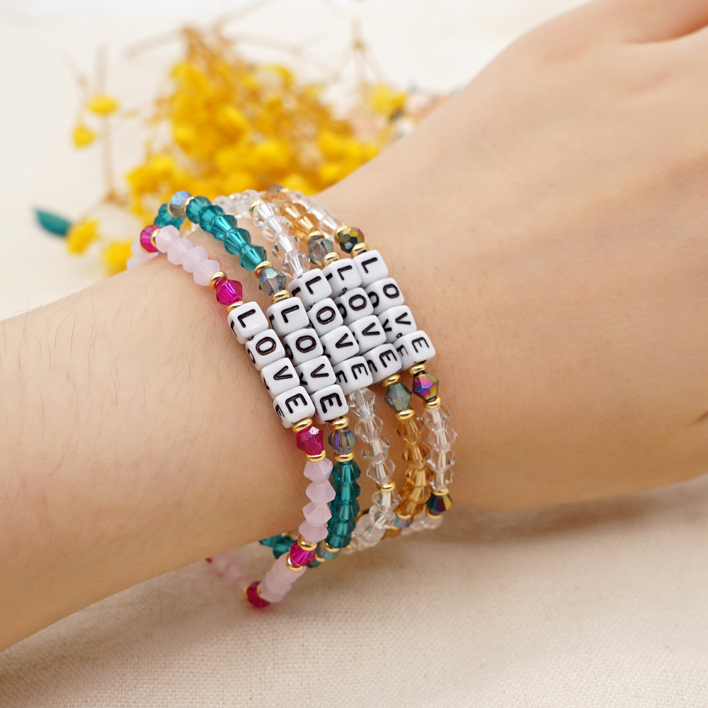 Bohemia Style Letter Diamond Shape Crystal Small Bracelet Wholesale display picture 2