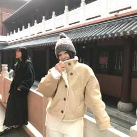 2026冬季女款羊羔毛两面穿高质量超好看减龄保暖必备外套翻领上衣