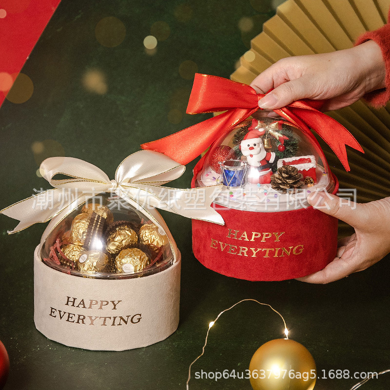 新年糖果抱抱桶情人节蛋糕4寸慕斯球甜品喜糖果透明手提创意礼盒