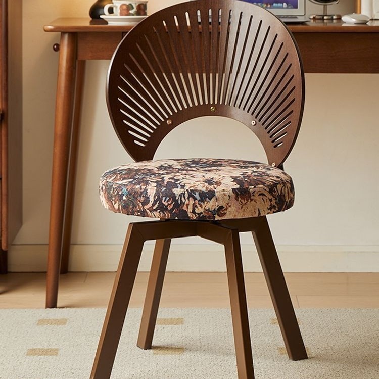 Chair Solid Wood Home Computer Chair Bedroom Dressing Makeup Chair 360 Degree Rotating Living Room Dining Chair Backrest Learning Chair