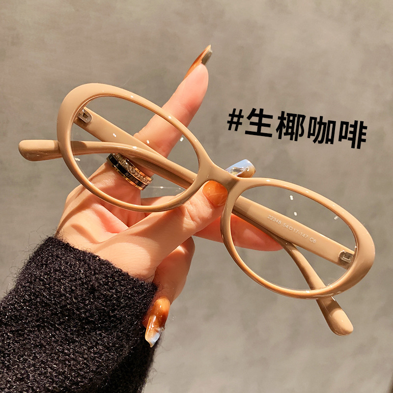TR90コーヒー色フレーム 欧米風クロスボーダーモデル おしゃれなネットセレブ風キャットアイプレーンフレーム 近視用メガネフレーム|undefined