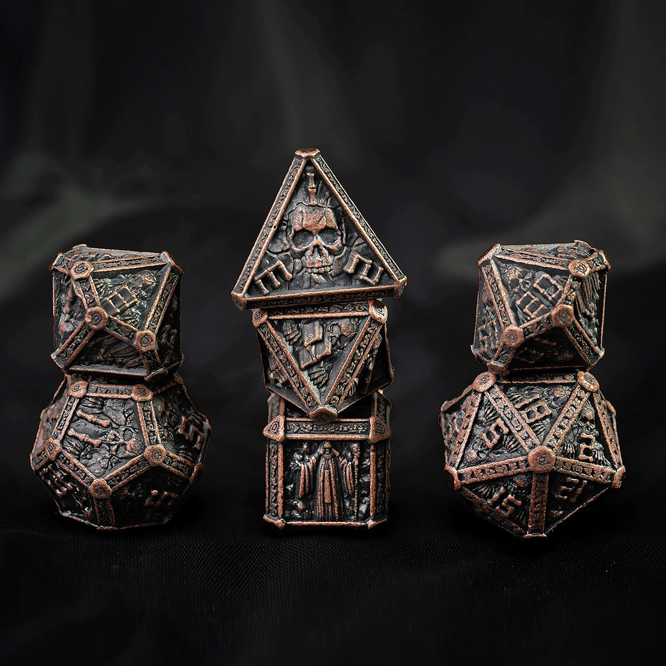 Набор металлических кубиков-магии Wizard, декоративные многогранники из цинкового сплава, 213.4 г, вариант бархатного мешочка или металлической коробки