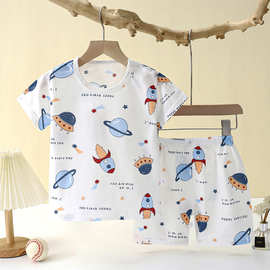 新款儿童家居服睡衣夏季纯棉内衣套装镂空薄款空调服女童两件套