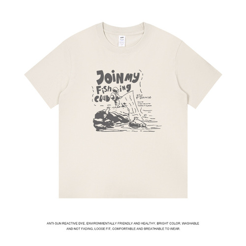 T-shirt streetwear retro short sleeve men summer series new loose round neck pure cotton cool cool shirt for women Ins wholesale