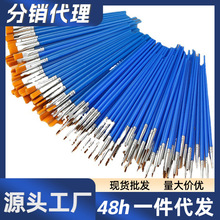 蓝杆三支装画笔儿童尼龙毛数字油画笔 彩绘涂鸦diy勾线笔 石膏陶