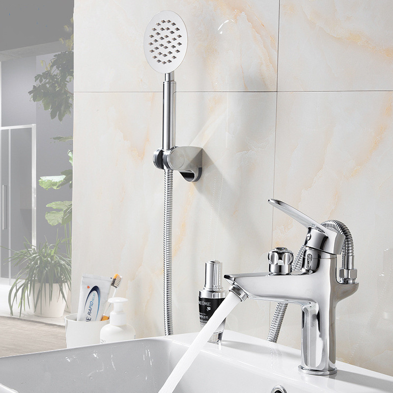 All-Copper Basin wash basin double-use faucet rear outlet with shower head mixing valve basin basin faucet All-Copper Basin wash basin double-use faucet rear outlet with shower head mixing valve basin basin faucet