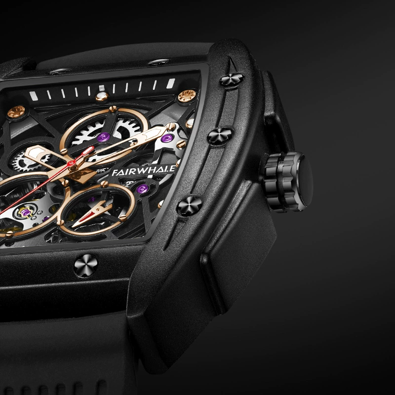 Механические наручные часы (Mark Fairwhale FW-6180) Skeleton Automatic, водостойкие, силиконовый ремешок