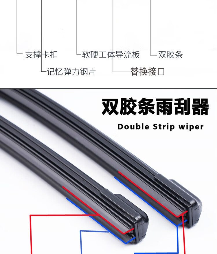 Wiper Great Wall Weipai Special Double-Layer Rubber Strip Wiper Vv7/Vv5/Vv6/Front Window Glass Wiper Boneless