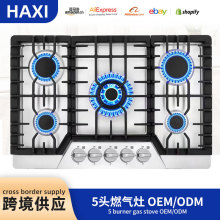 五头欧式外贸出口嵌入式燃气灶五眼家用不锈钢液化气炉多头跨境