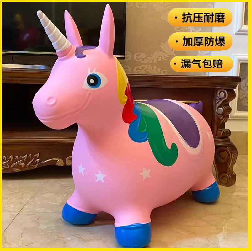 Children's Horse Jumping Horse Silent Jumping Deer Thickeneded Explosion-Proof Inflatable Elastic Baby Toy Unicorn Jumping Horse