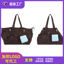品牌原创麂皮棕加利尼尼多形态摩登托特包女大容量通勤单肩斜挎包