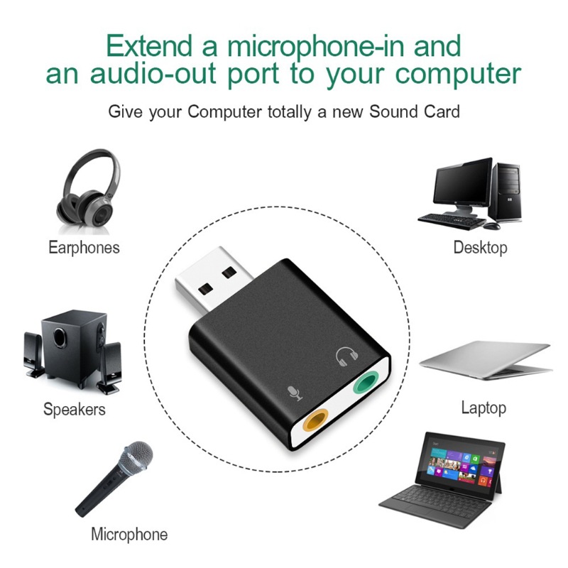 USB 2.0 Audio Sound Card Adpater Mini External 7.1CH Virtual