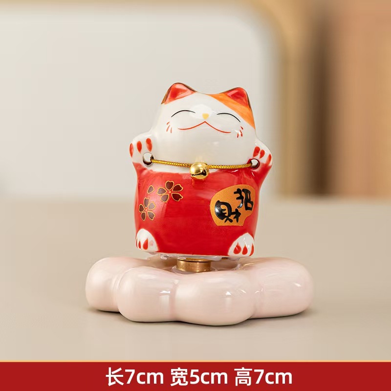 Mayorista lindo gato de ganancia girar la decoración de escritorio Jingdezhen cerámica pequeña decoración cerámica girar decoración