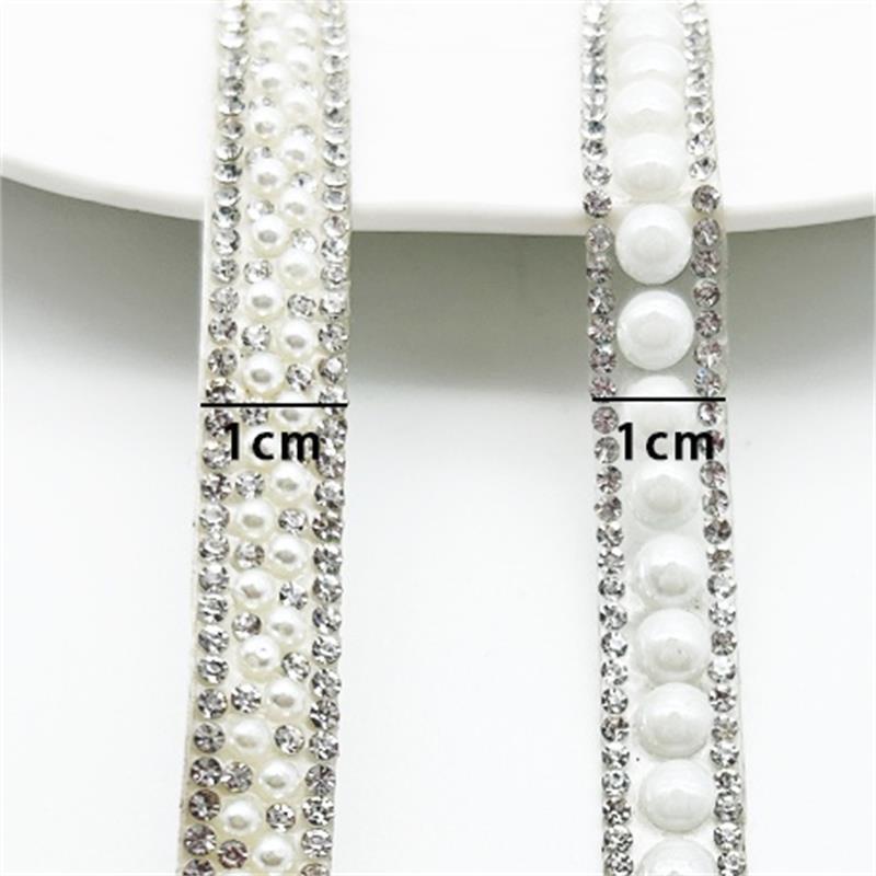 Tiras de diamantes de imitación de cerámica con perlas, accesorios de decoración de diamantes de imitación autoadhesivos para ropa, tiras de diamantes de imitación autoadhesivas image 5