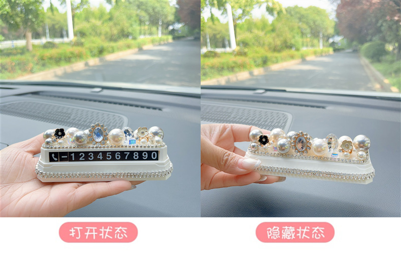 Car personalized creative goddess style temporary parking number plate, car phone number card, digital plate for car interior decoration