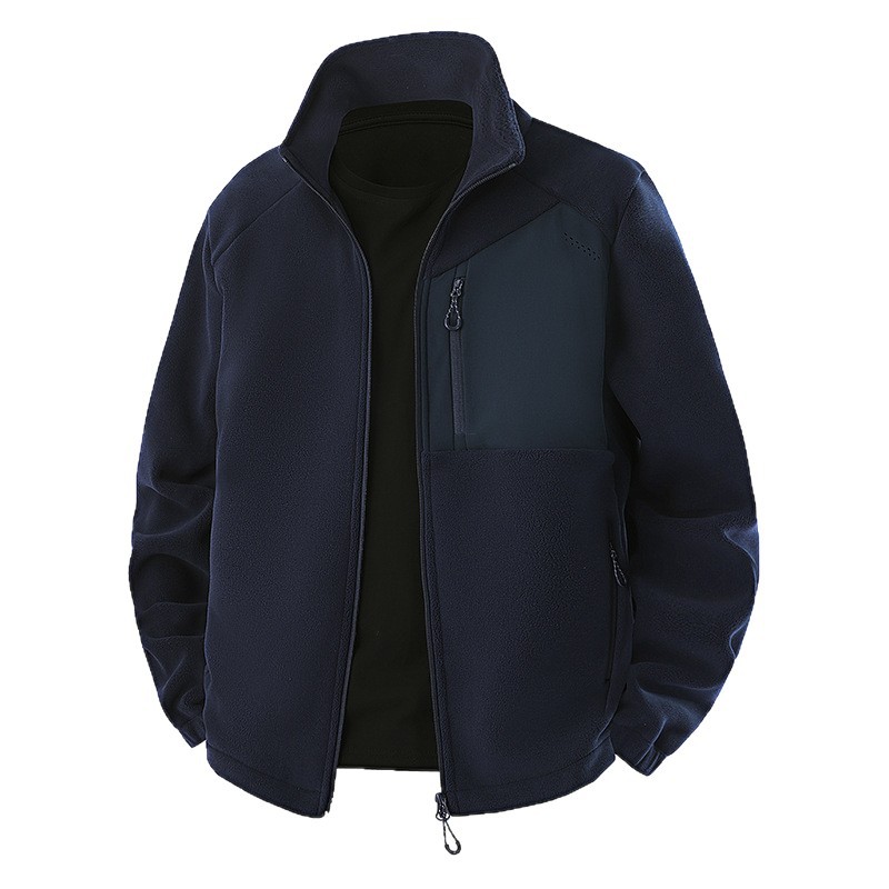 Shake-off chaqueta de cuello vertical hombre otoño invierno doble cara chaqueta interior de terciopelo cálido hombre cardigán camiseta de deporte ropa superior