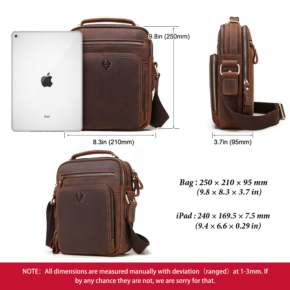 Bolso de hombre europeo y americano bolso de hombro transfronterizo de cuero para hombre entrega de una sola pieza bolso de mensajero de piel de vaca Crazy Horse bolso de hombre de cuero de cera de aceite para hombre