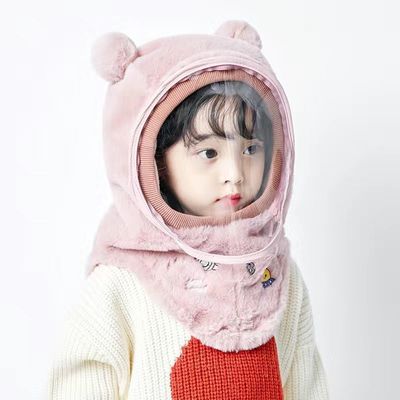 new pattern children Ears rabbit Plush Hat men and women outdoors keep warm lovely face shield Windbreak Little Bear face shield