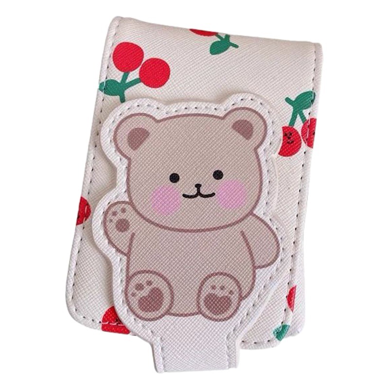 Pequeño oso lápiz labial bolsa con espejo MINI BOLSA chica portátil de viaje maquillaje bolsa de almacenamiento cubierta protectora