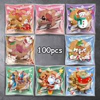 100 четыре в одном мультфильм рождественские конфеты OPP Soppy сумка для праздничной вечеринки шоколадное печенье подарочный пакет