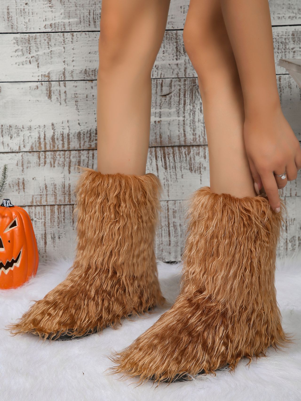 Damesko 2024 varme snøstøvler dame vinter 43 stor størrelse pluss fløyelsstøvler med tykk bunn og plysj mellomlange rør_voghion.com