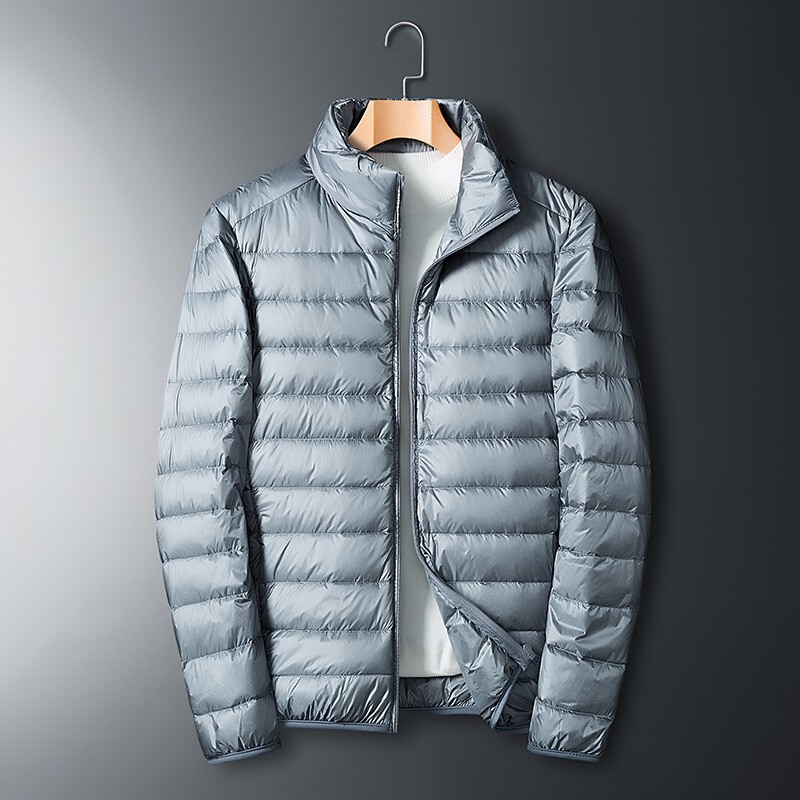 Tiktok Hot-Selling Autumn and Winter Men's Stand-Up Collar Lightweight down Cotton Jacket Warm Solid Color Fashionable Casual Cotton Coat Tiktok Hot-Selling Autumn and Winter Men's Stand-Up Collar Lightweight down Cotton Jacket Warm Solid Color Fashionable Casual Cotton Coat
