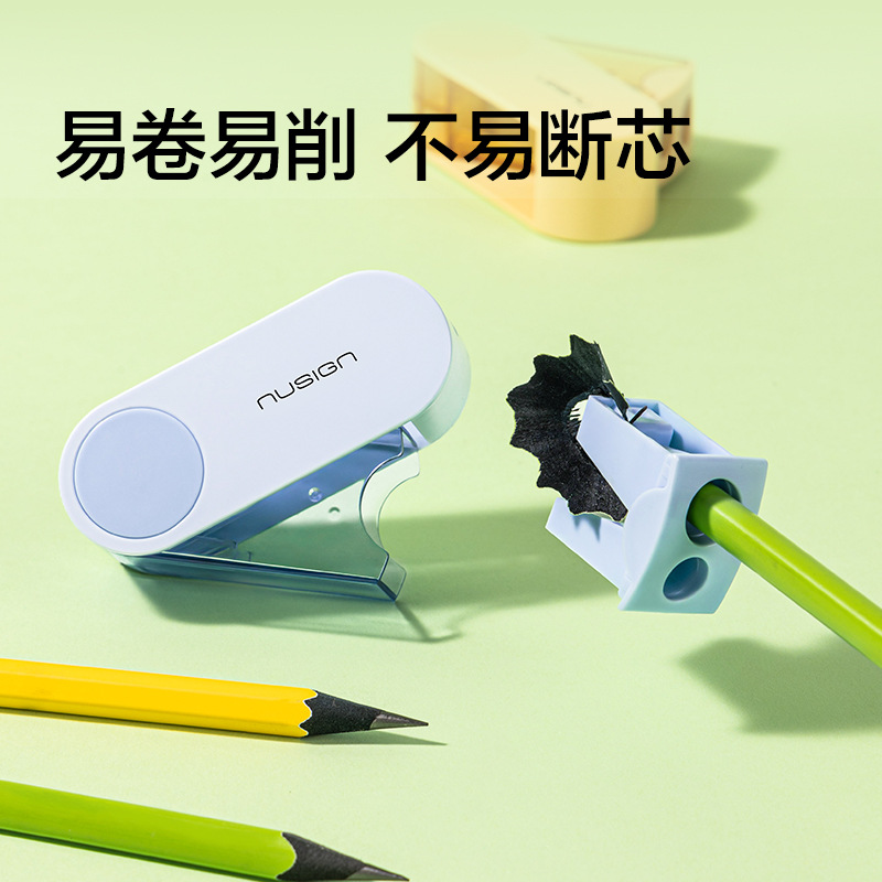 DeLineuxai NS074FOLD puerta de sellado giratoria de doble agujero cuchillo de lápiz para estudiantes afilador de lápiz