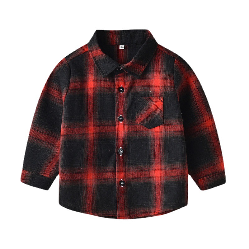 Comercio exterior ropa infantil de otoño coreana para hombres y mujeres bebés camisas de moda a cuadros para niños chaquetas de algodón multicolor niños