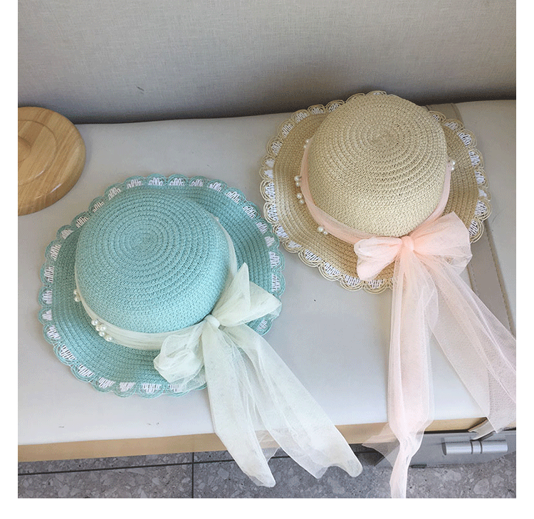 Girl'S Gender Girl'S Cute Sweet Solid Color Straw Hat