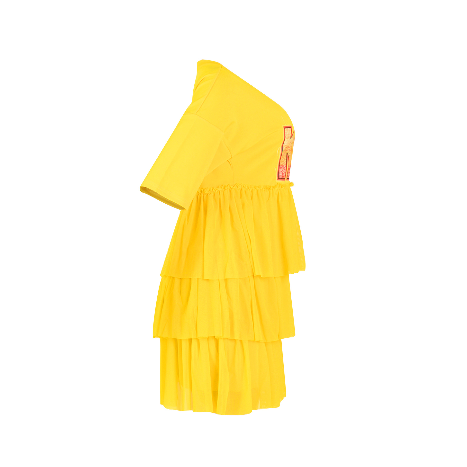 Women Clothing Printed Tiered Dress Mesh Dress T shirt Dress Summer