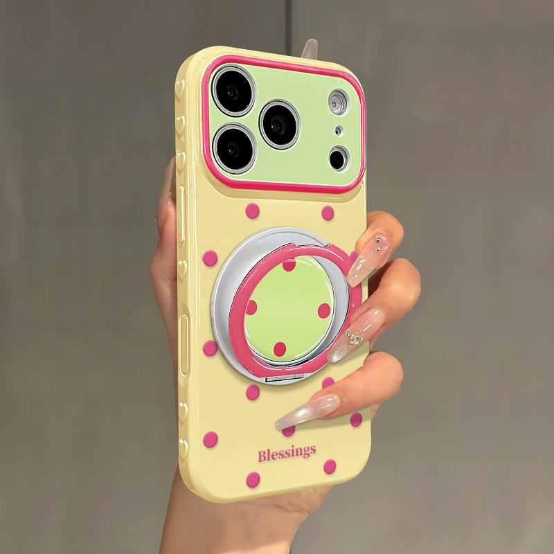 Ins Simple Polka Dot Design Suitable for 17Promax Apple Phone Case 15 Rotating Stand 16Plus Silicone 14 Korea Ins Simple Polka Dot Design Suitable for 17Promax Apple Phone Case 15 Rotating Stand 16Plus Silicone 14 Korea