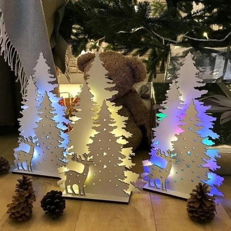 クロスボーダーの木のクリスマスツリーの鹿の置物、家の明かりは祝日の雰囲気の木の置物を飾ります。|undefined