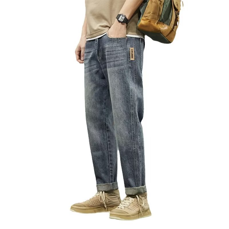 2024 primavera y otoño pantalones de estilo vibe americano ins High Street Street jeans pantalones casuales rectos sueltos para niños