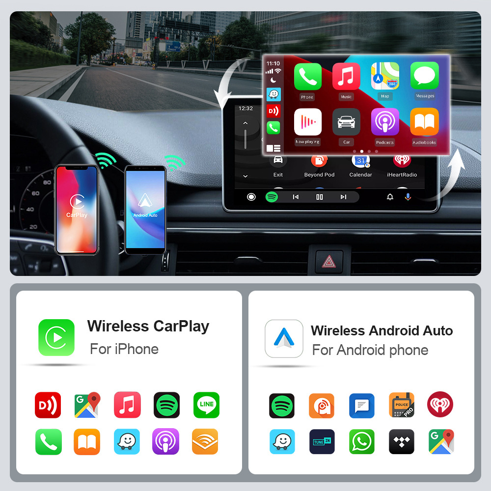 Hot-Selling Compact and Portable In-Car Smart Apple Carplay Box Wired to Wireless Car Device Converter Box