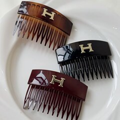 爆款H字母发梳ins潮梳优雅日韩风商场简碎发后脑勺约纯色发夹批发