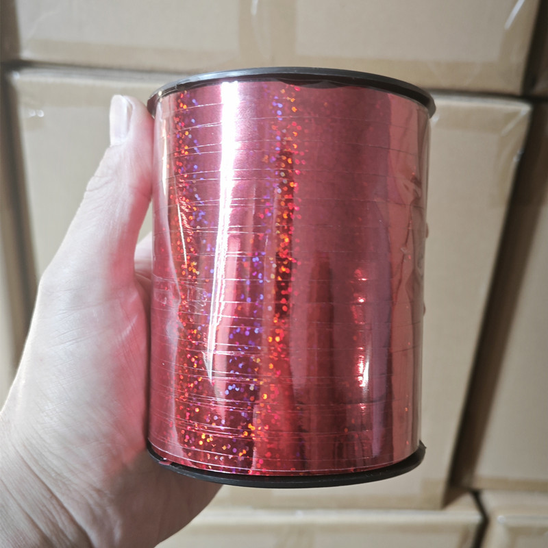 500 yardas de globo de cinta de color láser película de aluminio de cinta de color embalaje de regalo de cuerda de tracción de cuerda de bandera embalaje de regalo
