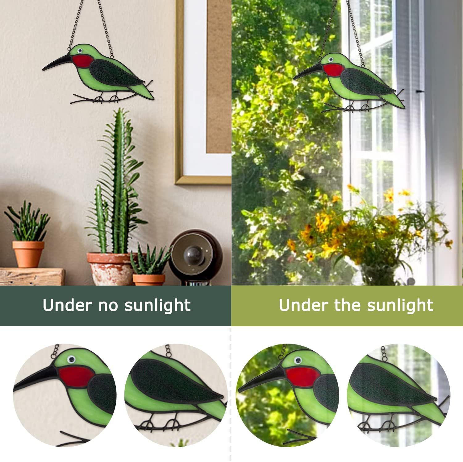 Bunter Acryl-Lichtfänger zum Aufhängen, Gartenfensterdekoration, Geschenk für Vogelliebhaber_voghion.com