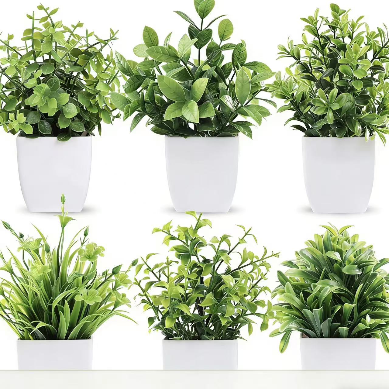 Transfronterizos venta caliente planta simulada planta simulada verde decoración interior y exterior maceta de plástico maceta de eucalyptus image 1
