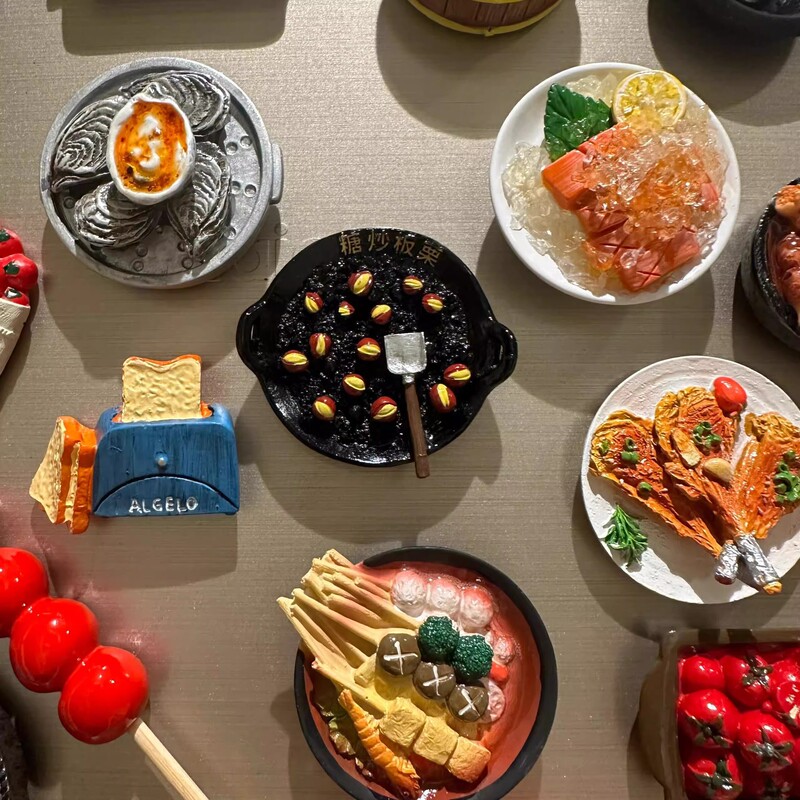 创意3D冰箱贴北欧风格装饰食玩立体美食吸铁石仿真食物磁性冰箱贴|undefined